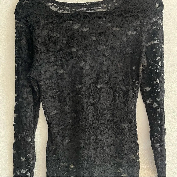 The Limited Black Sheer Long Sleeve Lace Top | Size Small - Picture 4 of 10